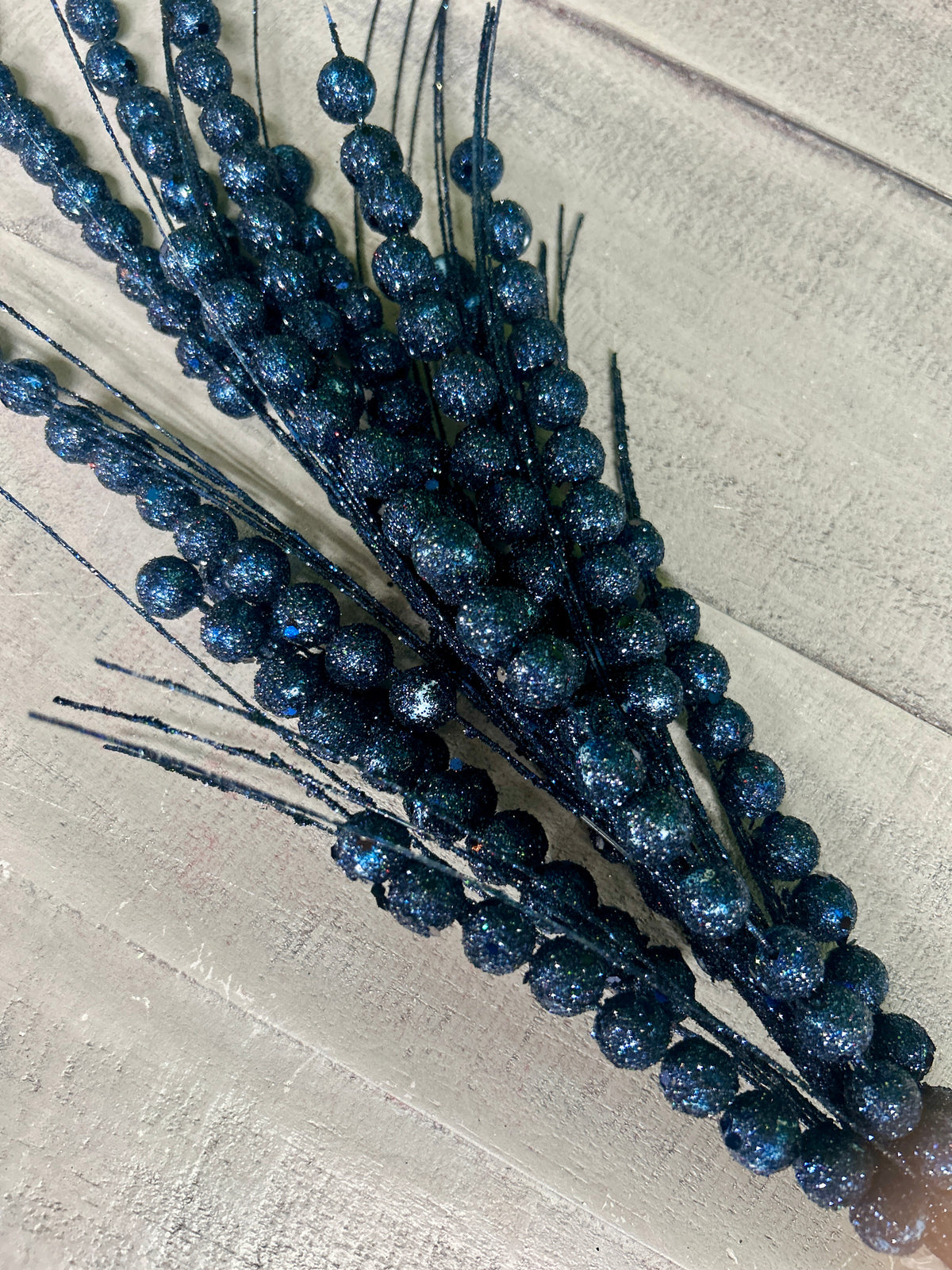 28" Dark Blue Glitter Berry Spray