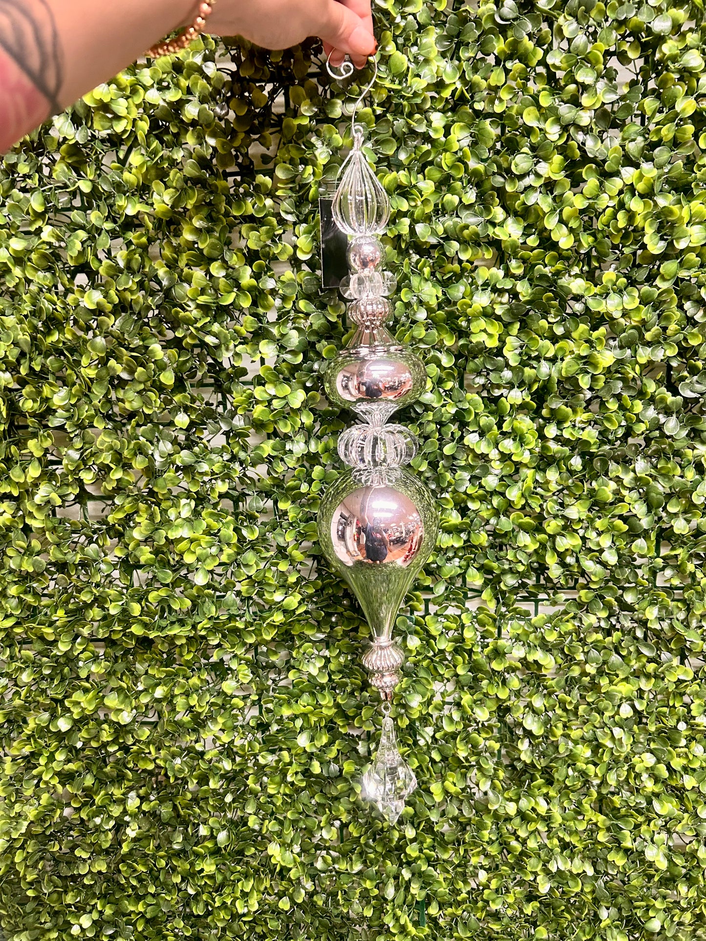 18 Inch Silver Finial Ornament