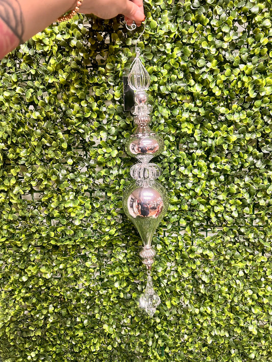 18 Inch Silver Finial Ornament