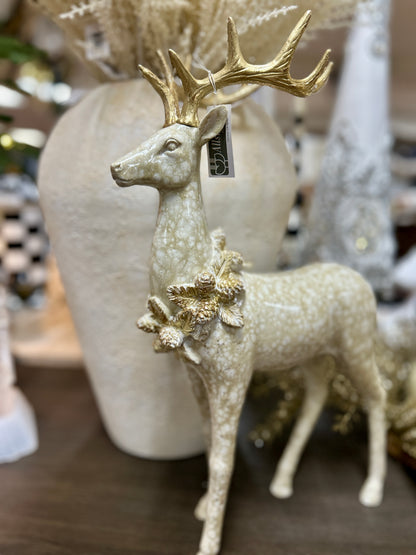 19 Inch Cream And Gold Reindeer