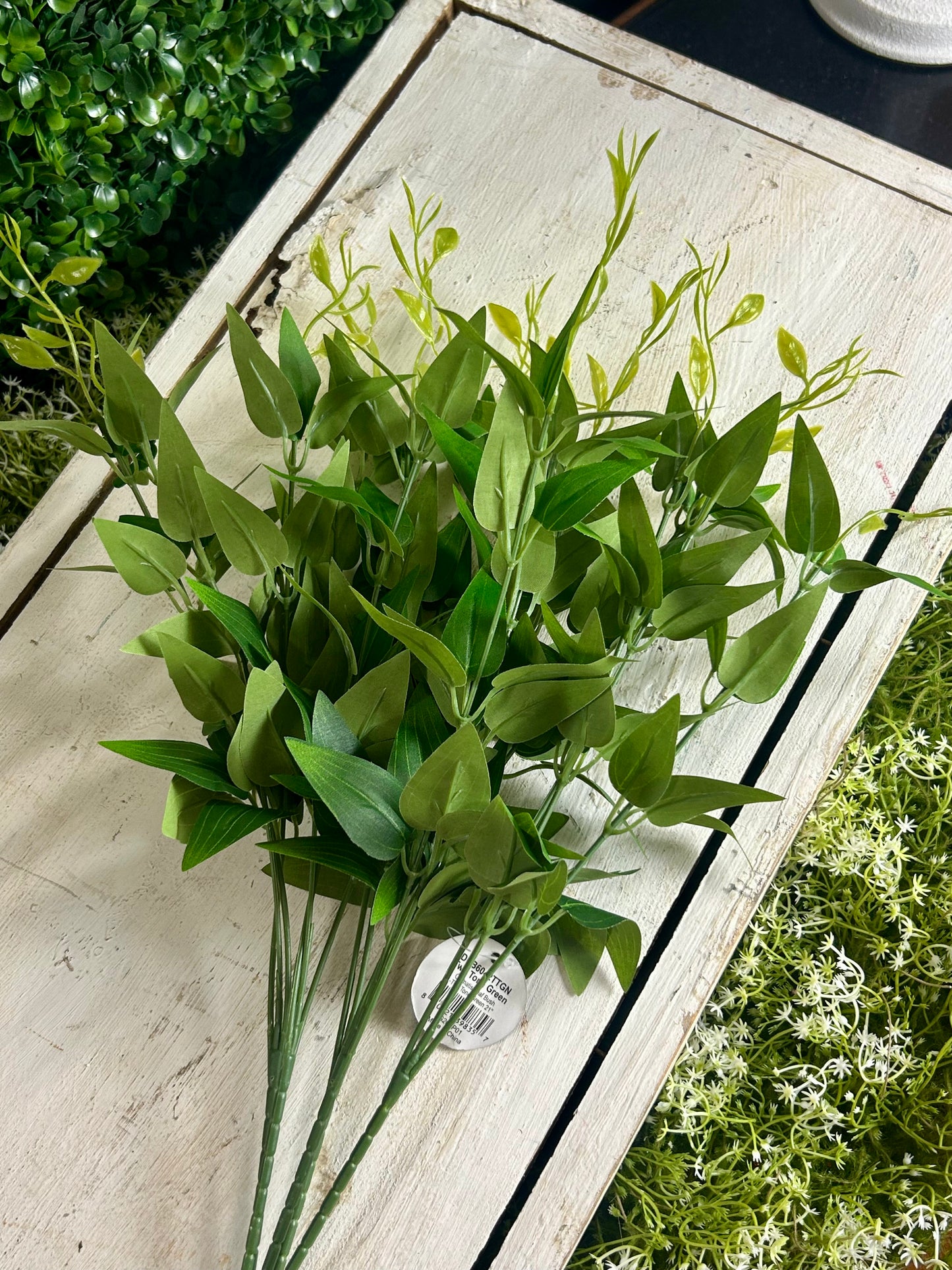 21 Inch Two Tone Green Clematis Leaf Bush