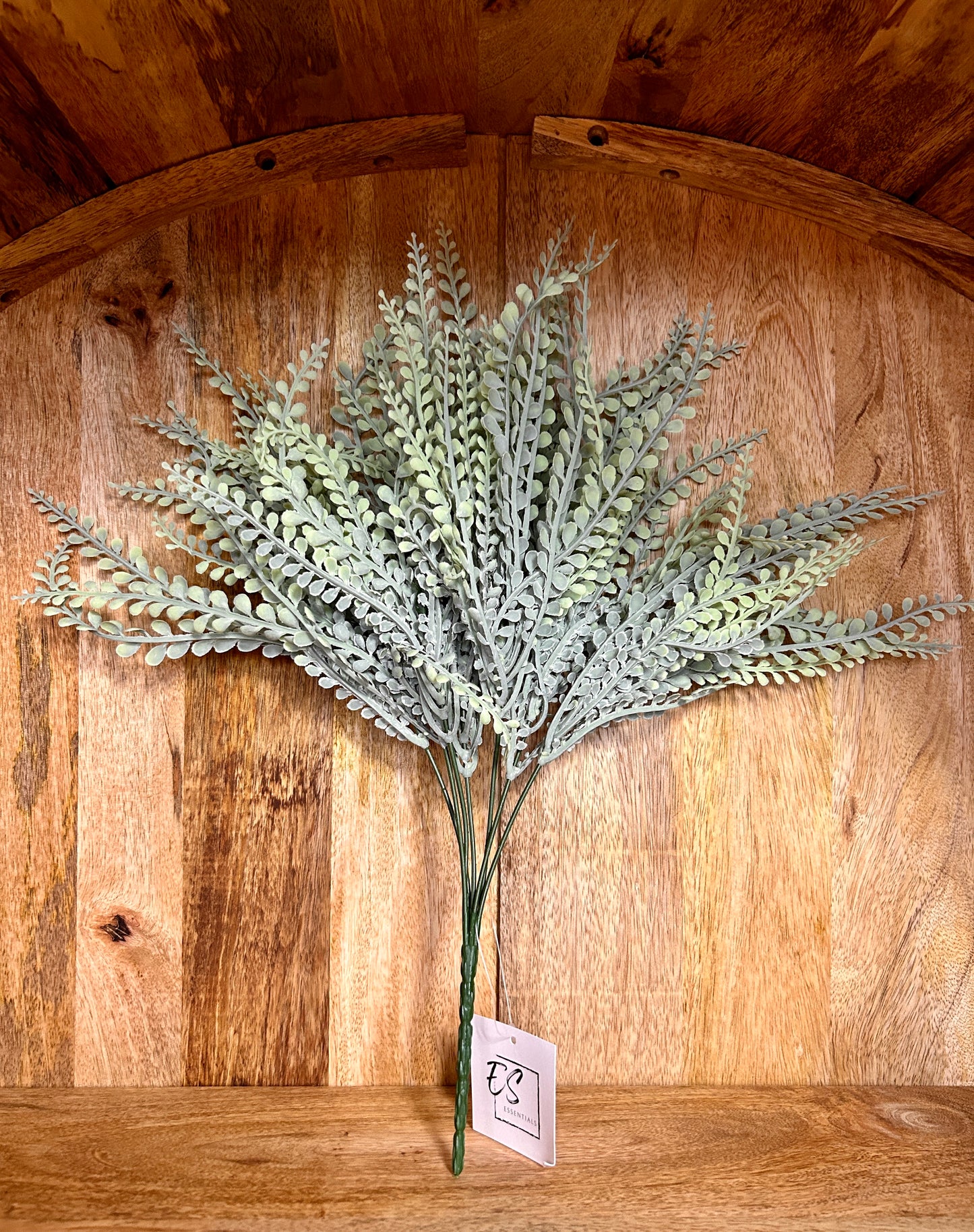15 Inch Frosted Sage Green Bead Grass Bush
