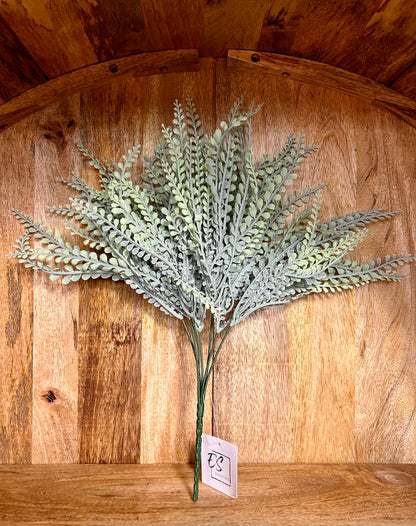 15 Inch Frosted Sage Green Bead Grass Bush