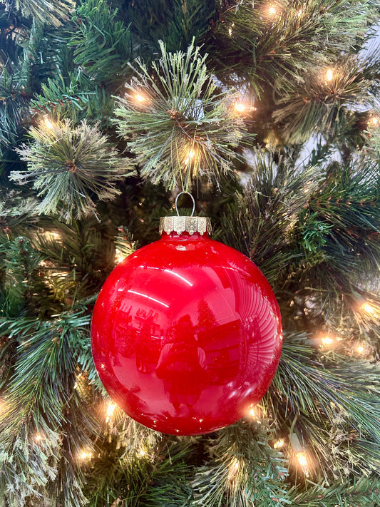 6 Inch Red Lacquer Glass Look Ornament