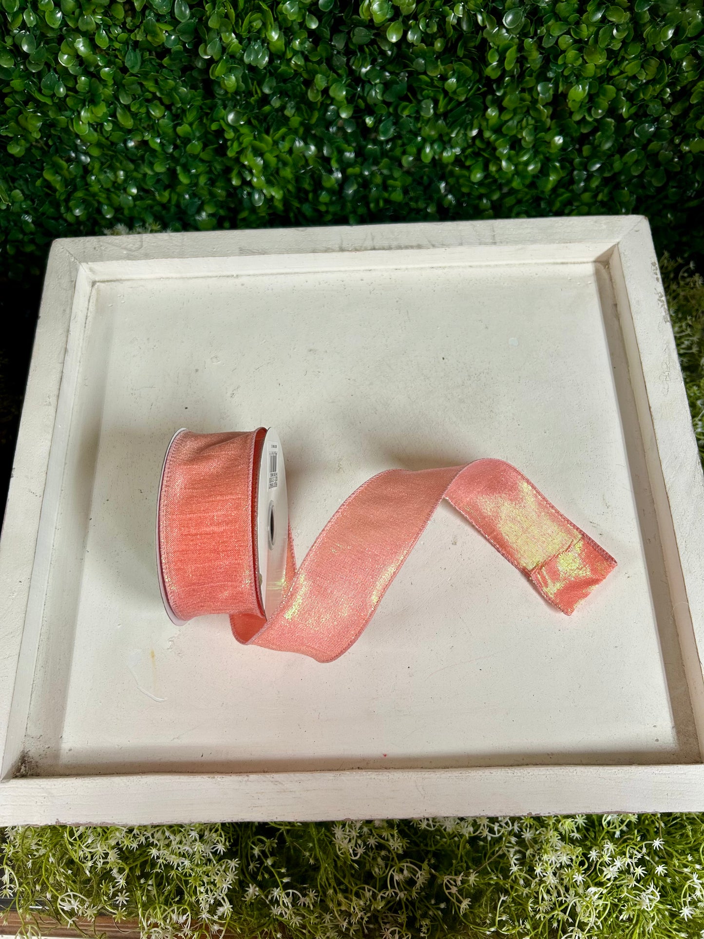 1.5 Inch By 10 Yard Iridescent Peach Dupioni Ribbon