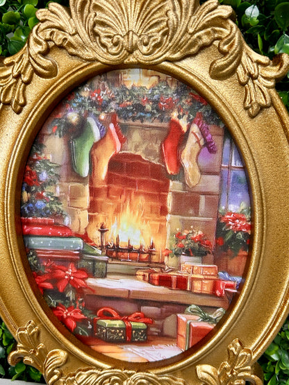 8 By 12 Inch Framed Santa Mantle Christmas Eve Art Two Styles