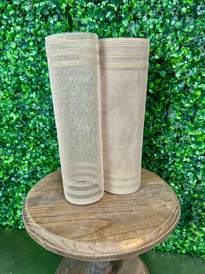 10.25 Inch By 10 Yard Natural Fine Weave Border Stripe Mesh