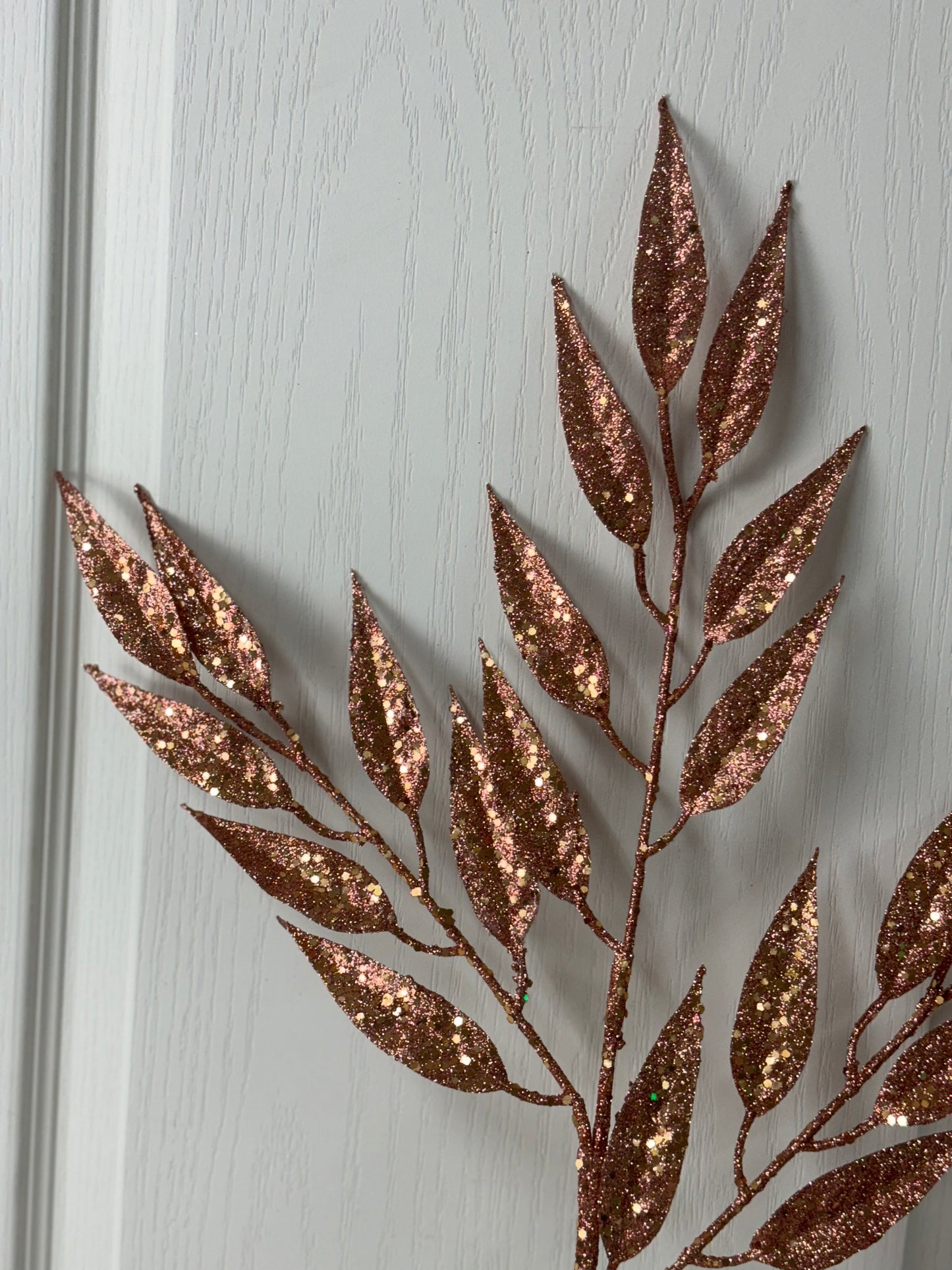 28 Inch Blush Pink Glitter Leaf Spray