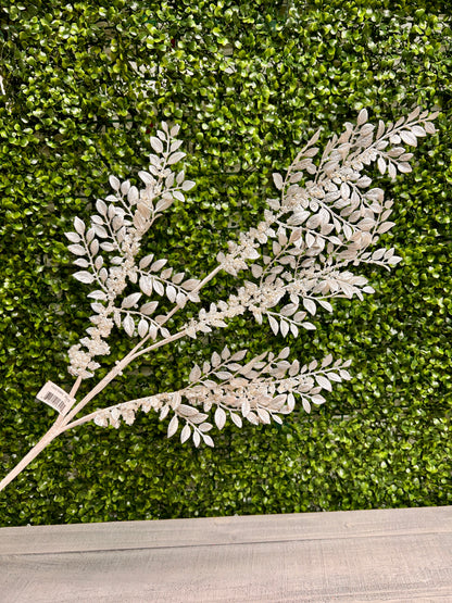 33 Inch White Fern And Pearl Spray