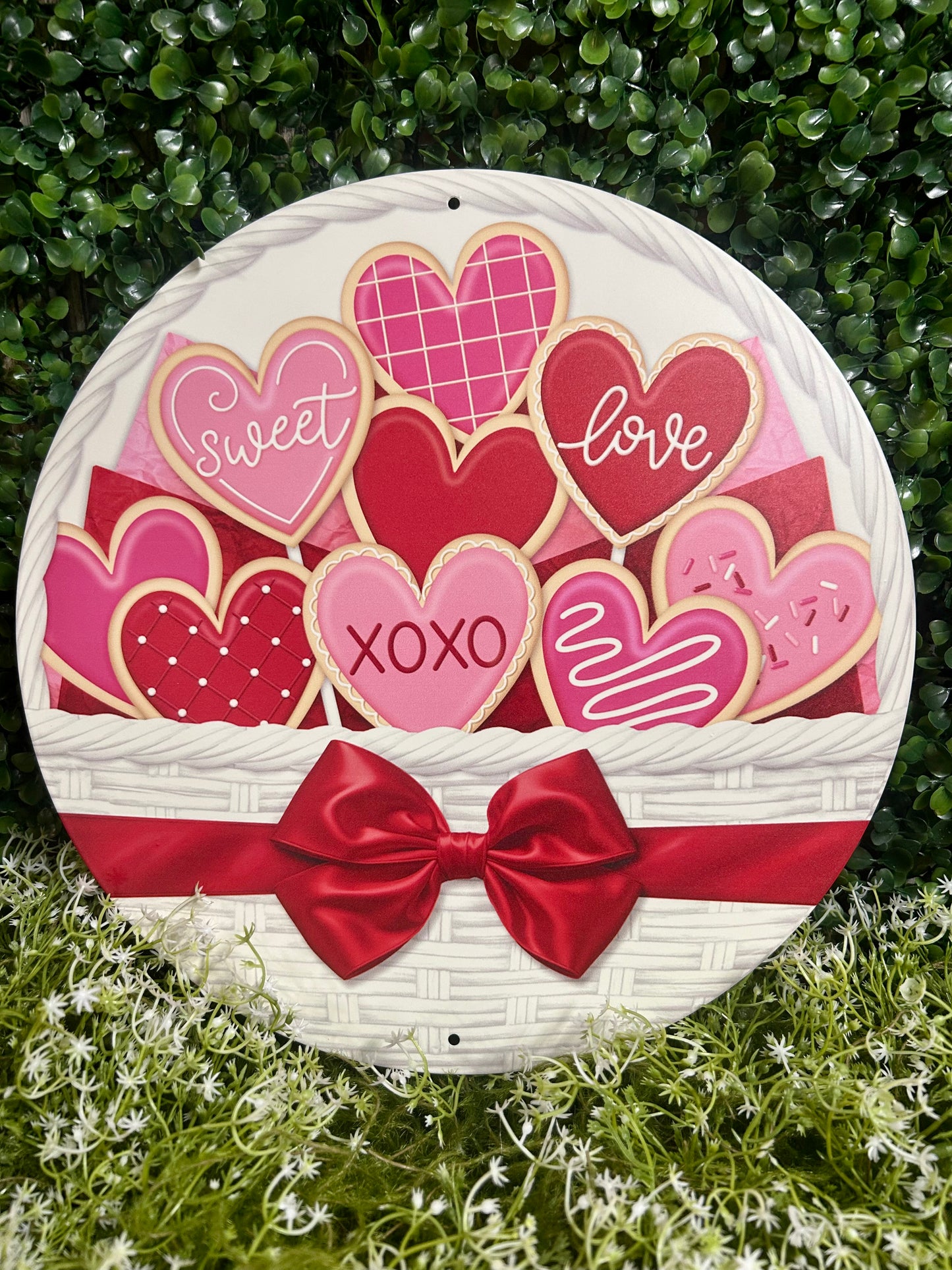 12 Inch Basket With Valentine Cookies Metal Sign