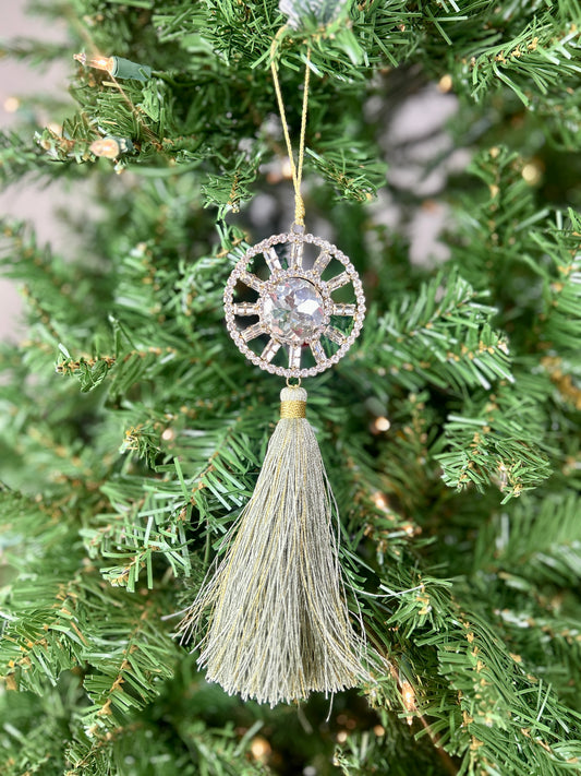 7.5 Inch Gold Bead Ball Tassel Ornament