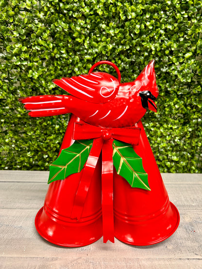 Metal Double Bell With Cardinal Two Assorted