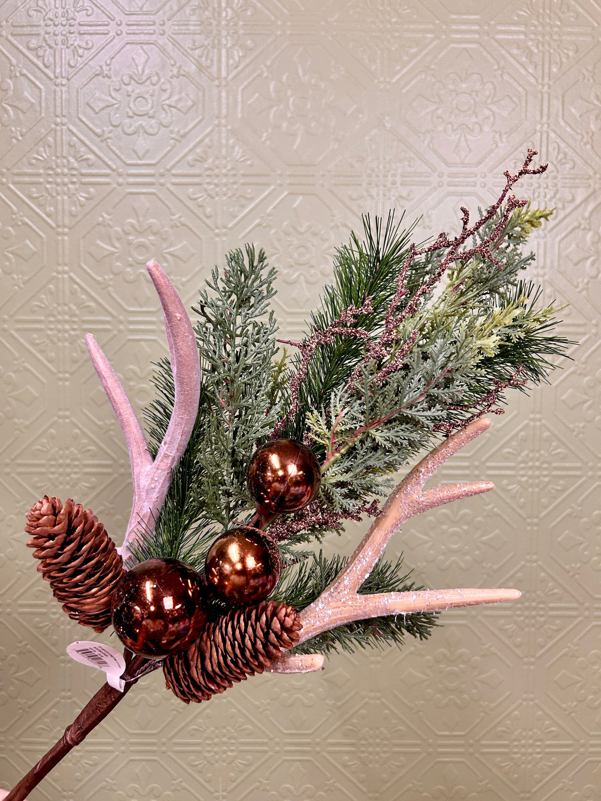 22 Inch Brown And Green Antler Cone Pine Spray