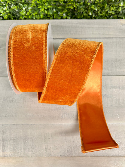 2.5 Inch By 10 Yard Burnt Sienna Deluxe Velvet With Satin Backing Ribbon