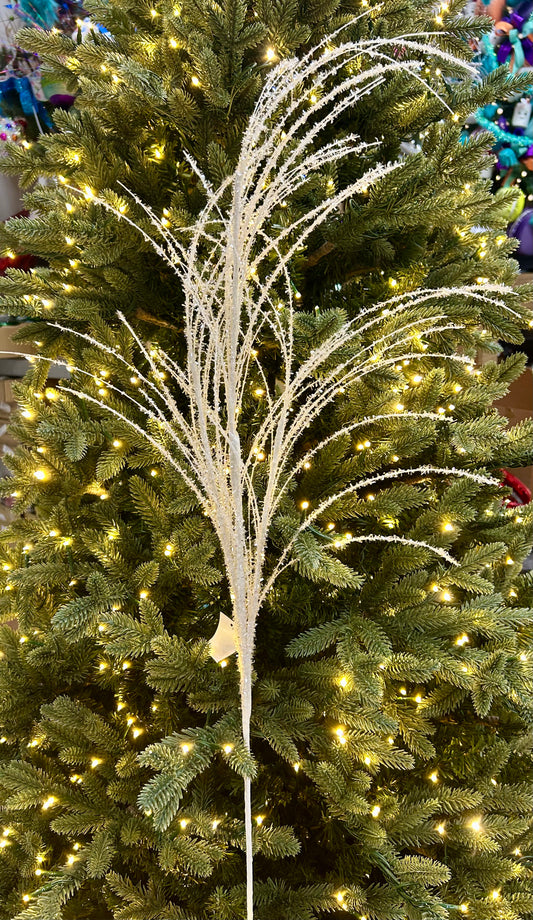 32 Inch White Glitter Pine Spray