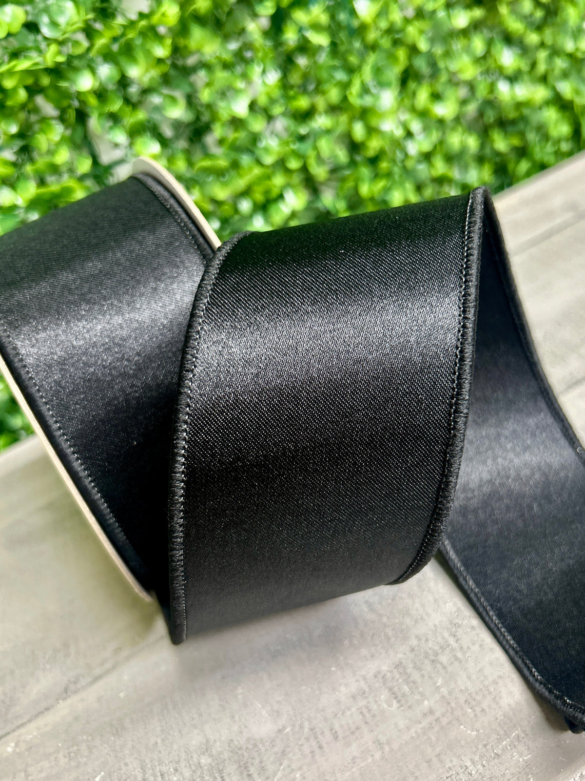 2.5 Inch By 10 Yard Black Satin Fused Ribbon