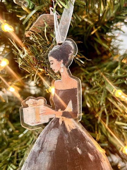 7 Inch Women In Dresses Acrylic Ornaments Two Assorted