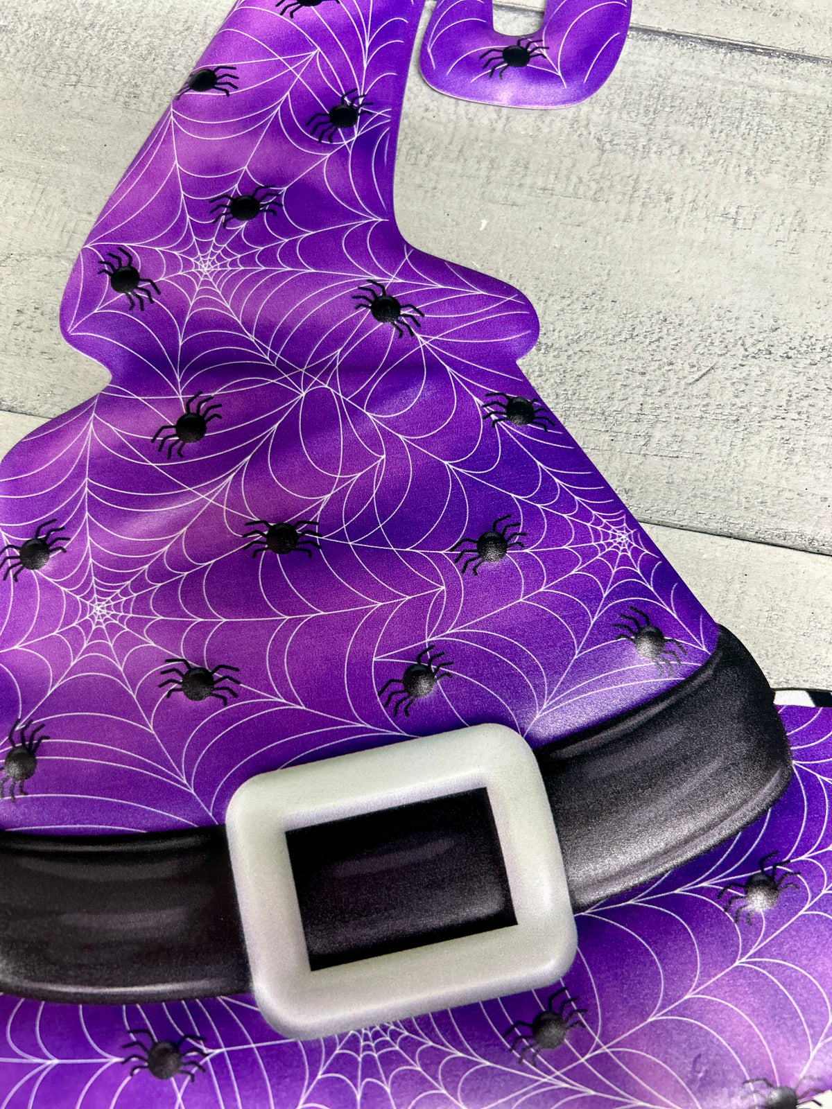 12 Inch Purple And Black Metal Web Witch Hat Sign
