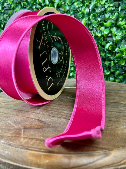 1.5 Inch By 10 Yard Hot Pink Satin Fused Ribbon