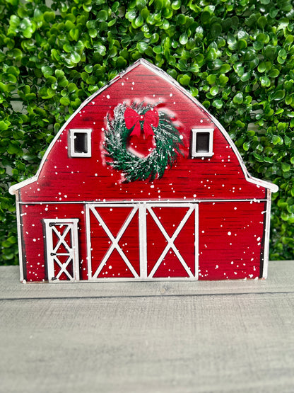 12 Inch Metal Red Winter Barn Sign