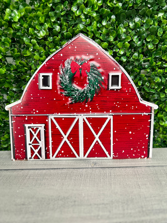 12 Inch Metal Red Winter Barn Sign