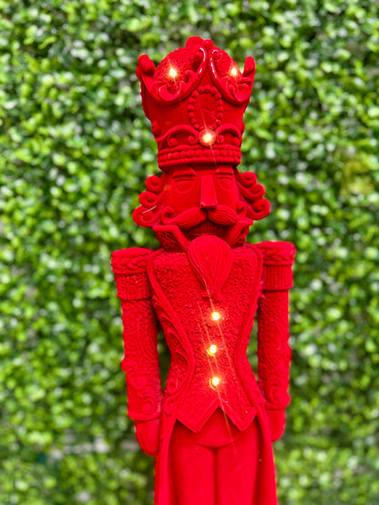 24 Inch Red Light Up Flocked Standing Nutcracker
