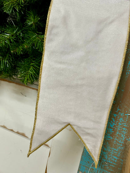 6 Inch By 70 Yard White Velvet Gold Embroidery O Holy Night Banner