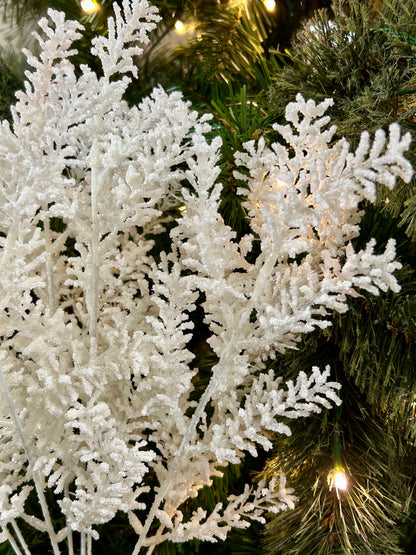 18.5 Inch White Glitter Berry Bush