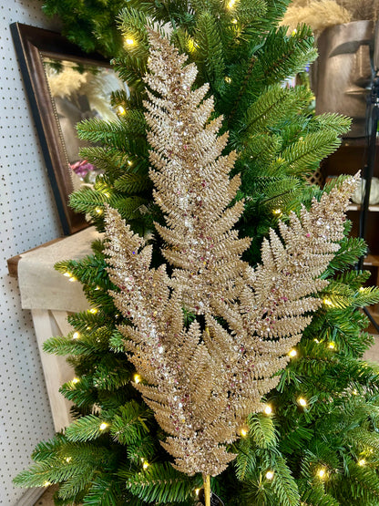34 Inch Champagne Jumbo Glitter Sequin Fern Spray