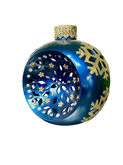 Kringle Express Concave Blue Ornament Luminary With Snowflake