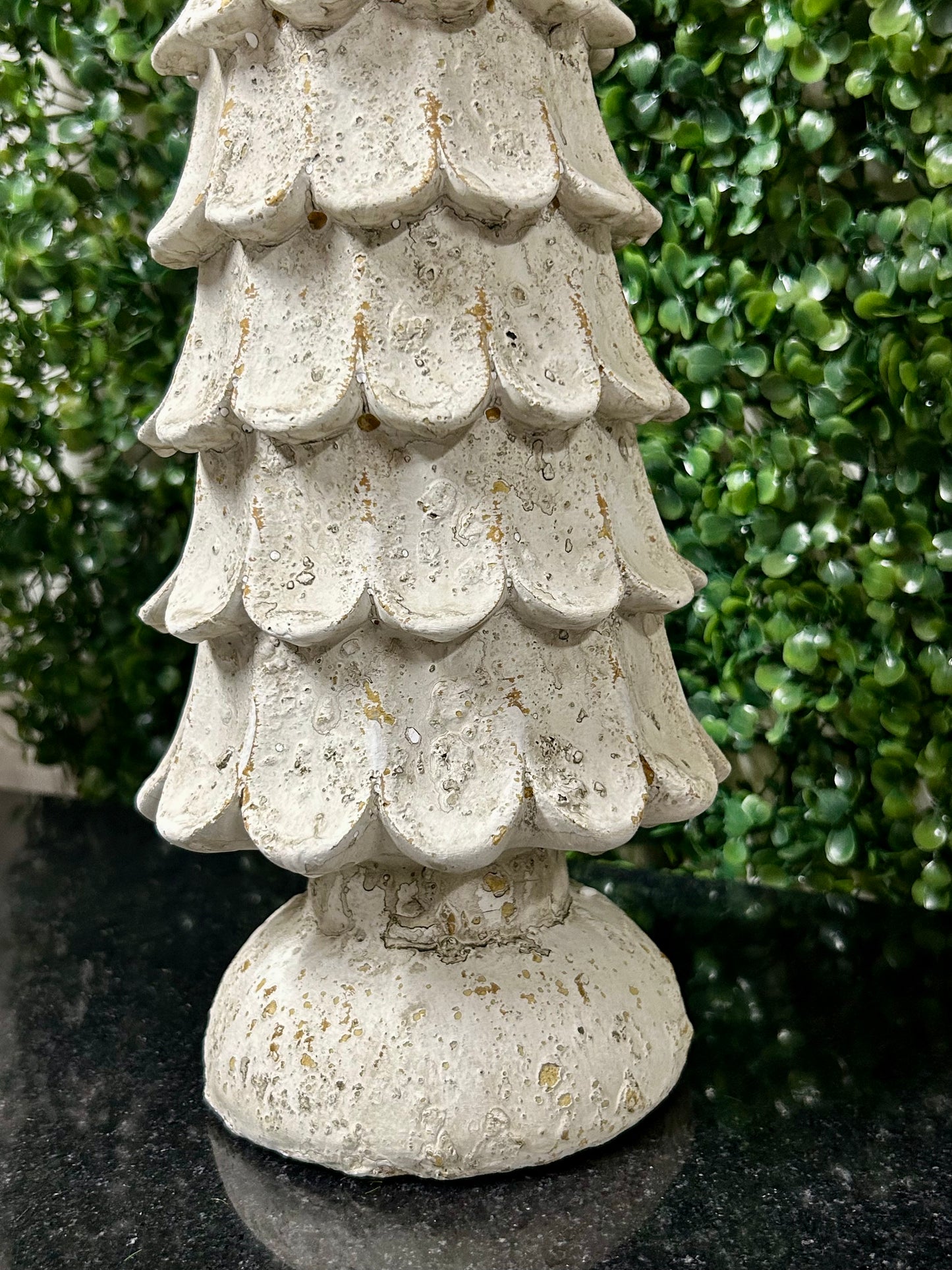 19 Inch Weathered White Resin Leaf Tree