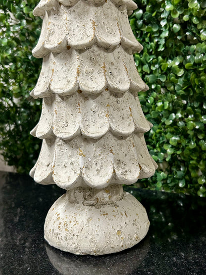 19 Inch Weathered White Resin Leaf Tree