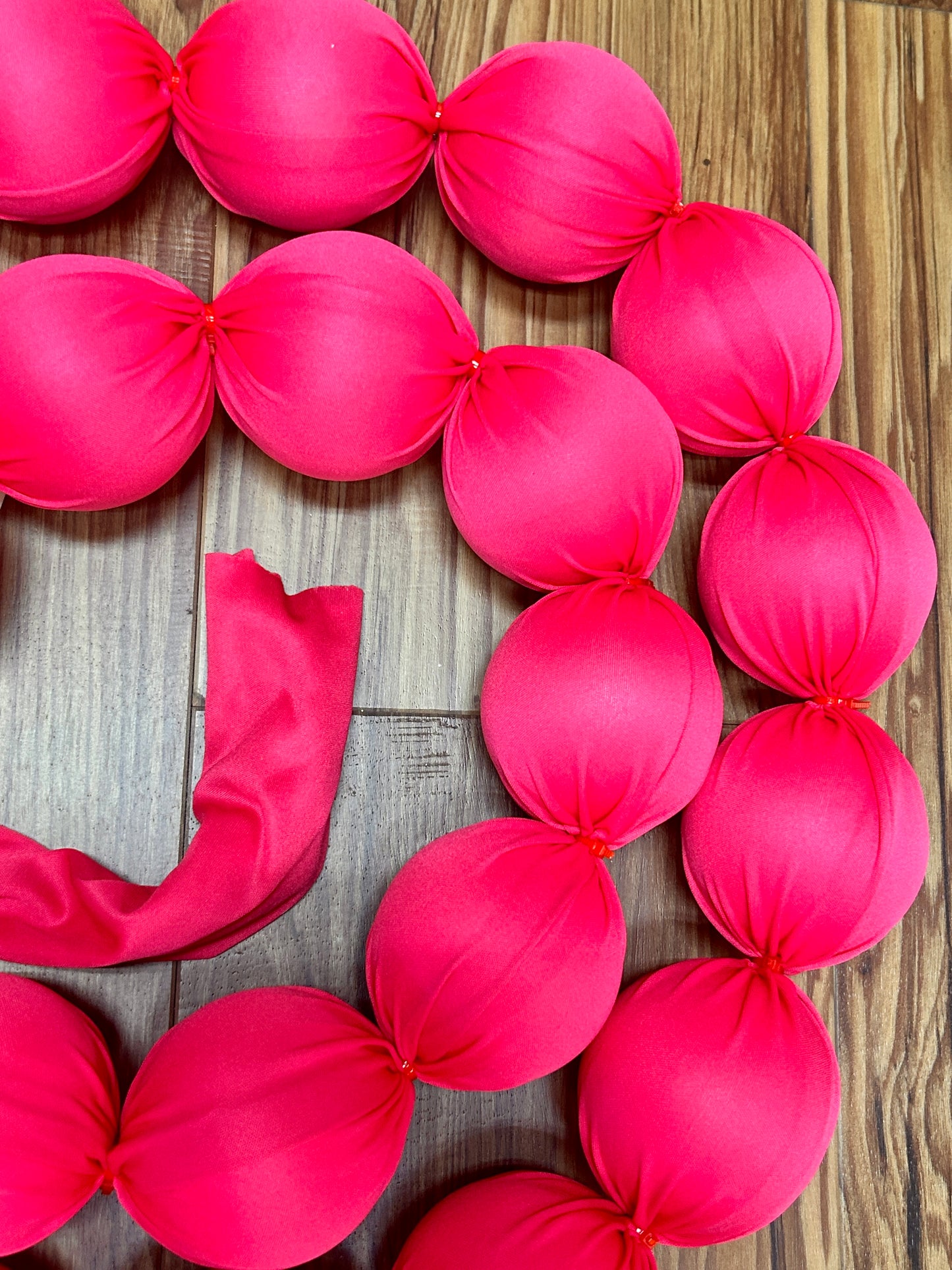 10 Foot Hot Pink Christmas Fabric Ball Garland