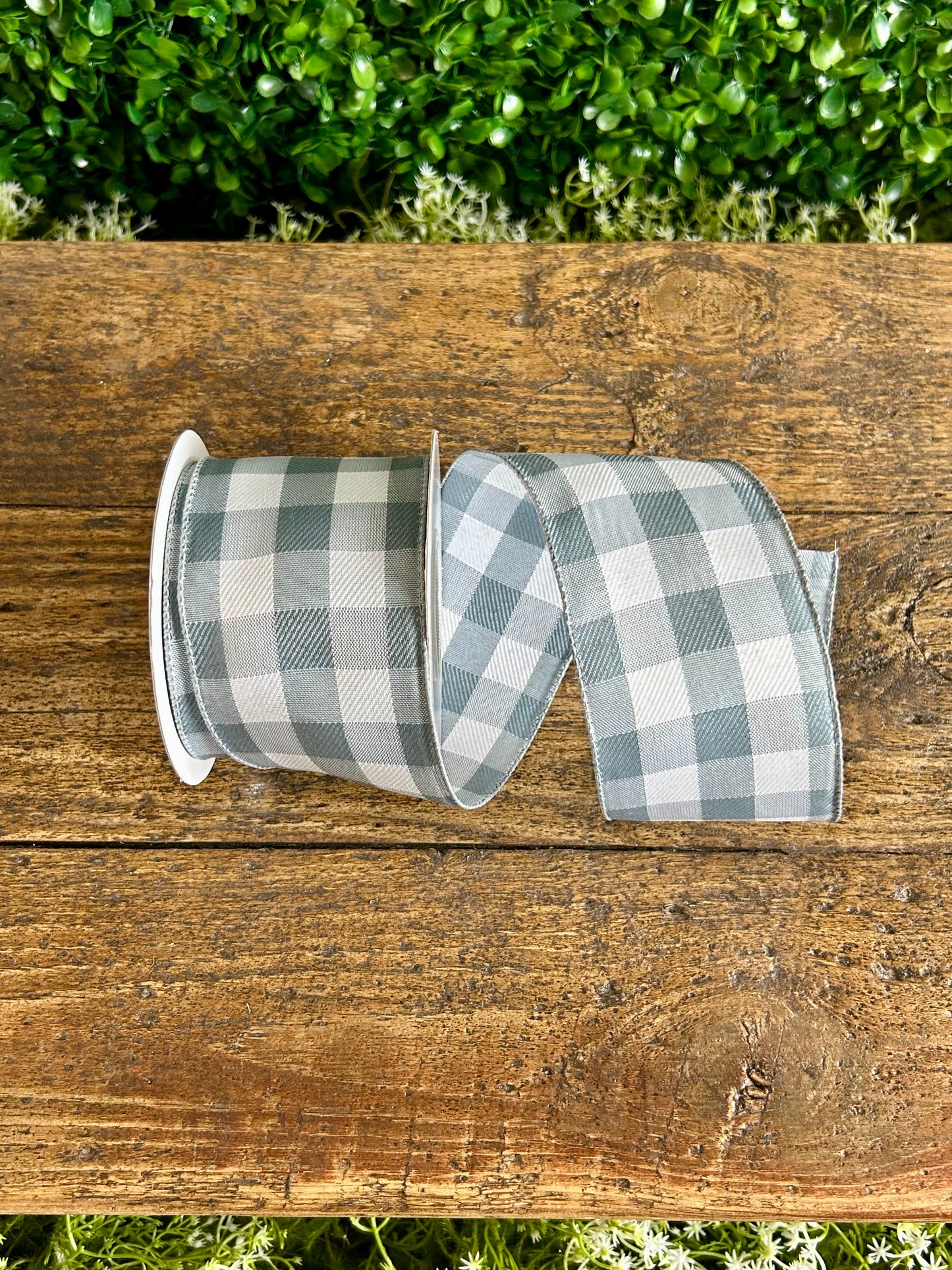 2.5 Inch By 10 Yard Grey Plaid Twill Ribbon