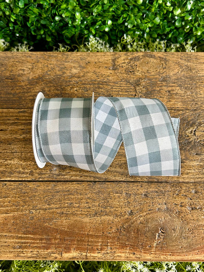 2.5 Inch By 10 Yard Grey Plaid Twill Ribbon