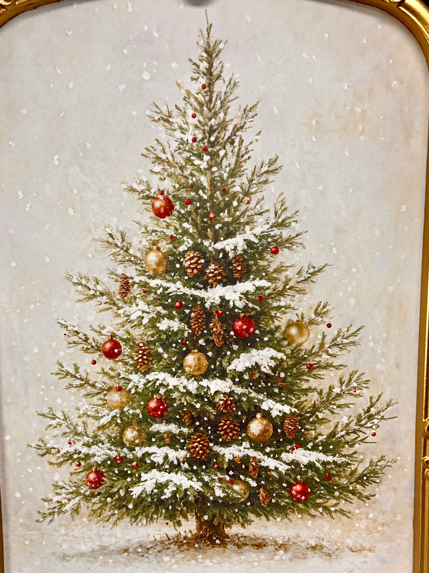 18.5 Inch By 27 Inch Gilded Frame Christmas Tree Art