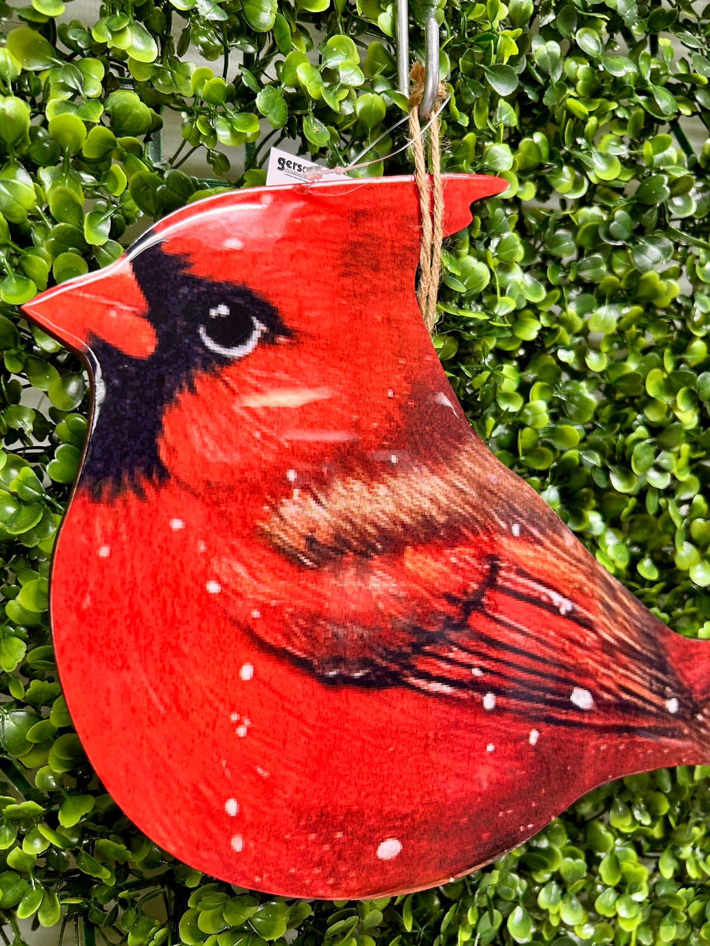 12.6 Inch Wood High Gloss Finish Hanging Holiday Cardinal Two Assorted
