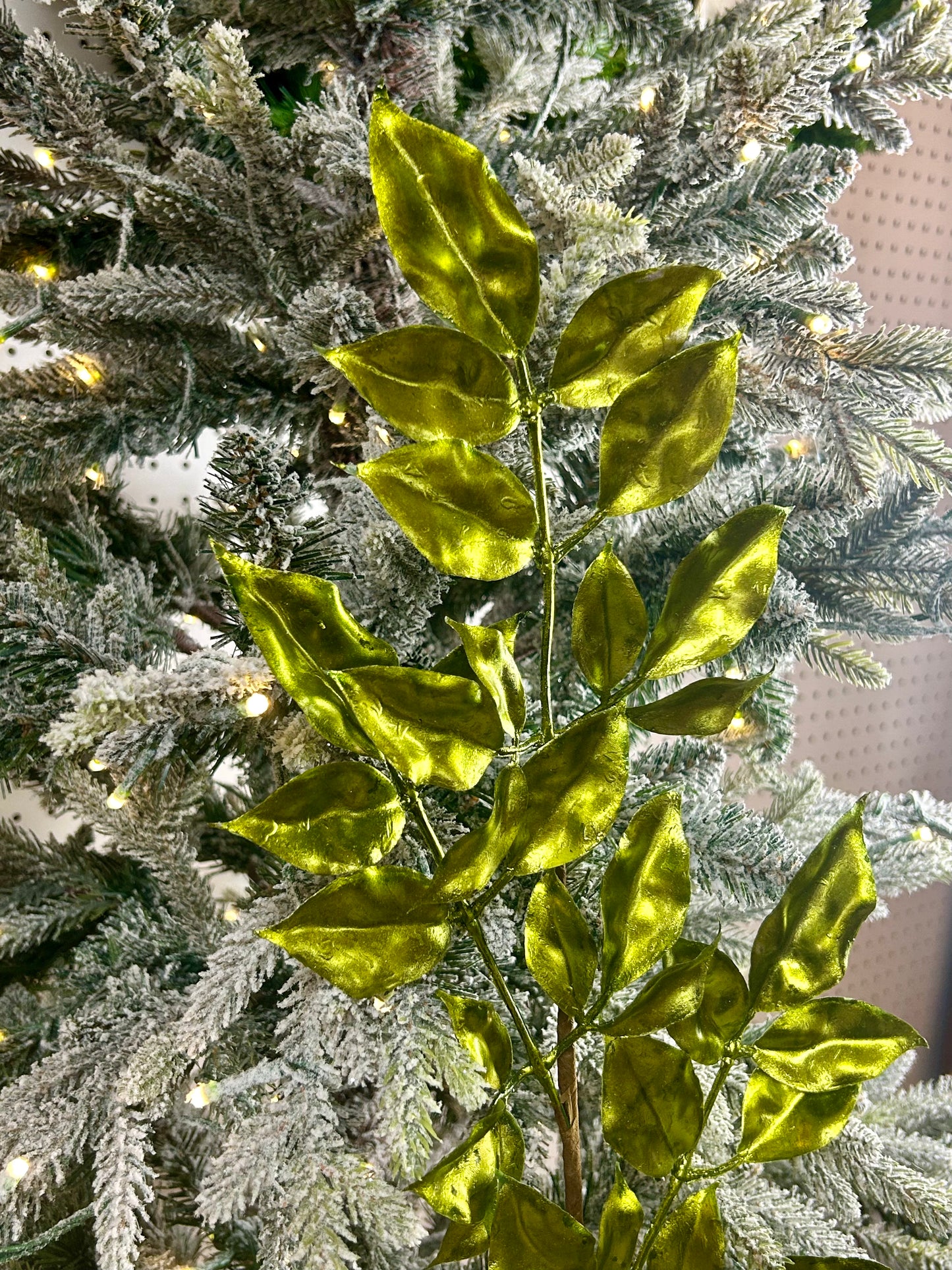29 Inch Lime Green Metallic Leaf Spray