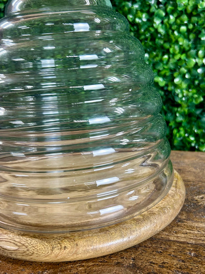 Beehive Glass Cloches With Wood Trays Two Styles
