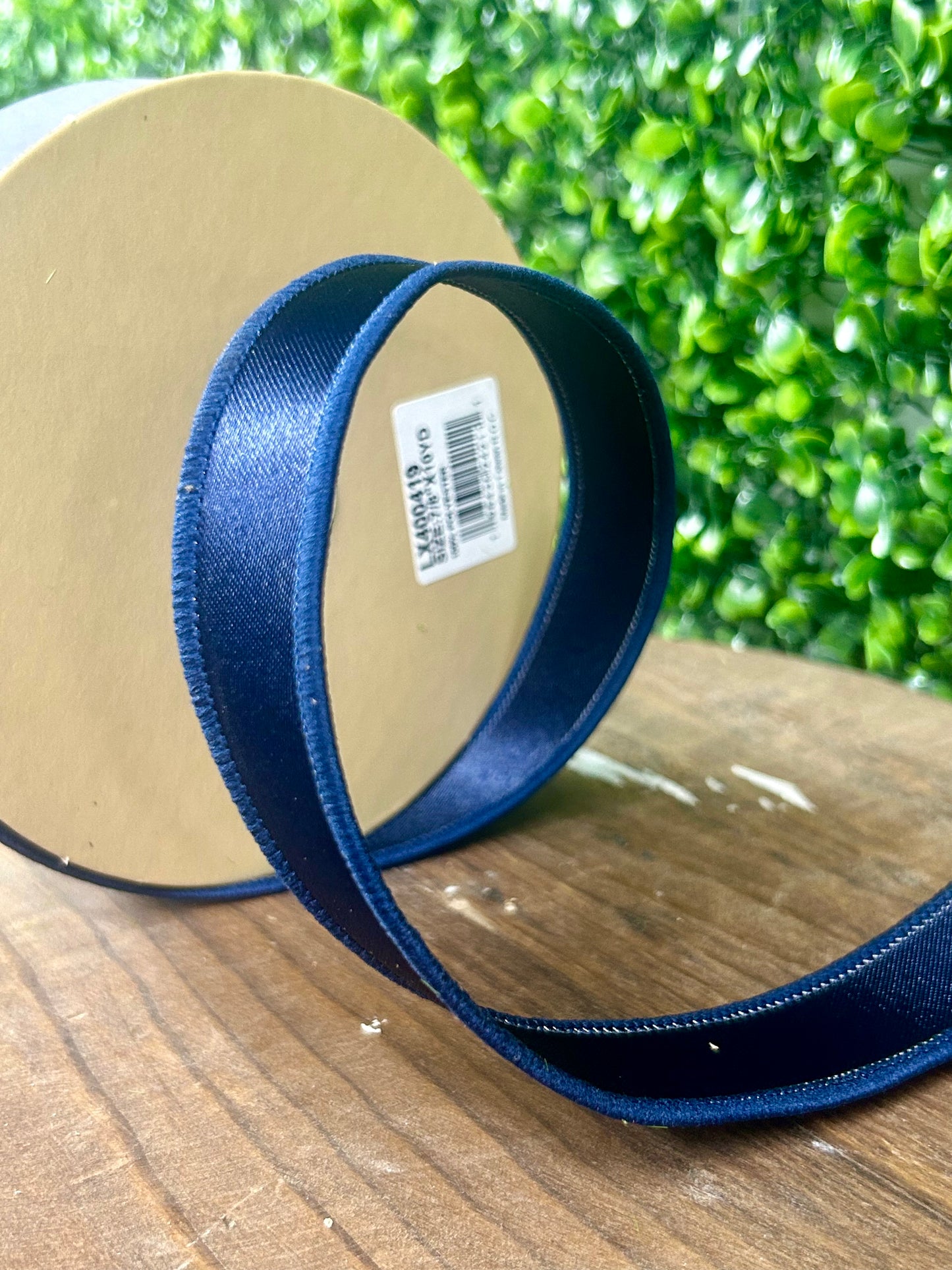 7/8 Inch By 10 Yard Navy Blue Satin Fused Ribbon
