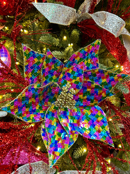12 Inch Fiesta Sequin Fabric Poinsettia