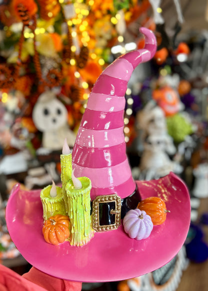 17 Inch Pink Witch Hat With LED Lights