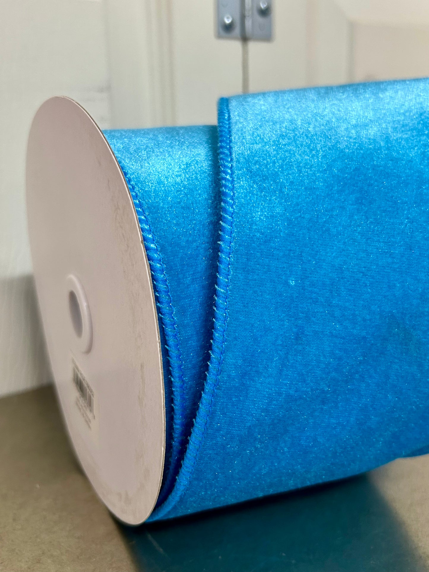 4 Inch By 10 Yard Turquoise Deluxe Velvet With Satin Backing Ribbon