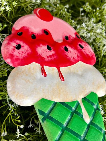 12 Inch Metal Watermelon Ice Cream Cone Sign