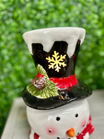 9.84 Inch Lighted Dolomite Christmas Snowman Cookie Jar Two Styles