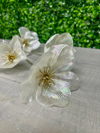34 Inch White Iridescent Helleborus Spray