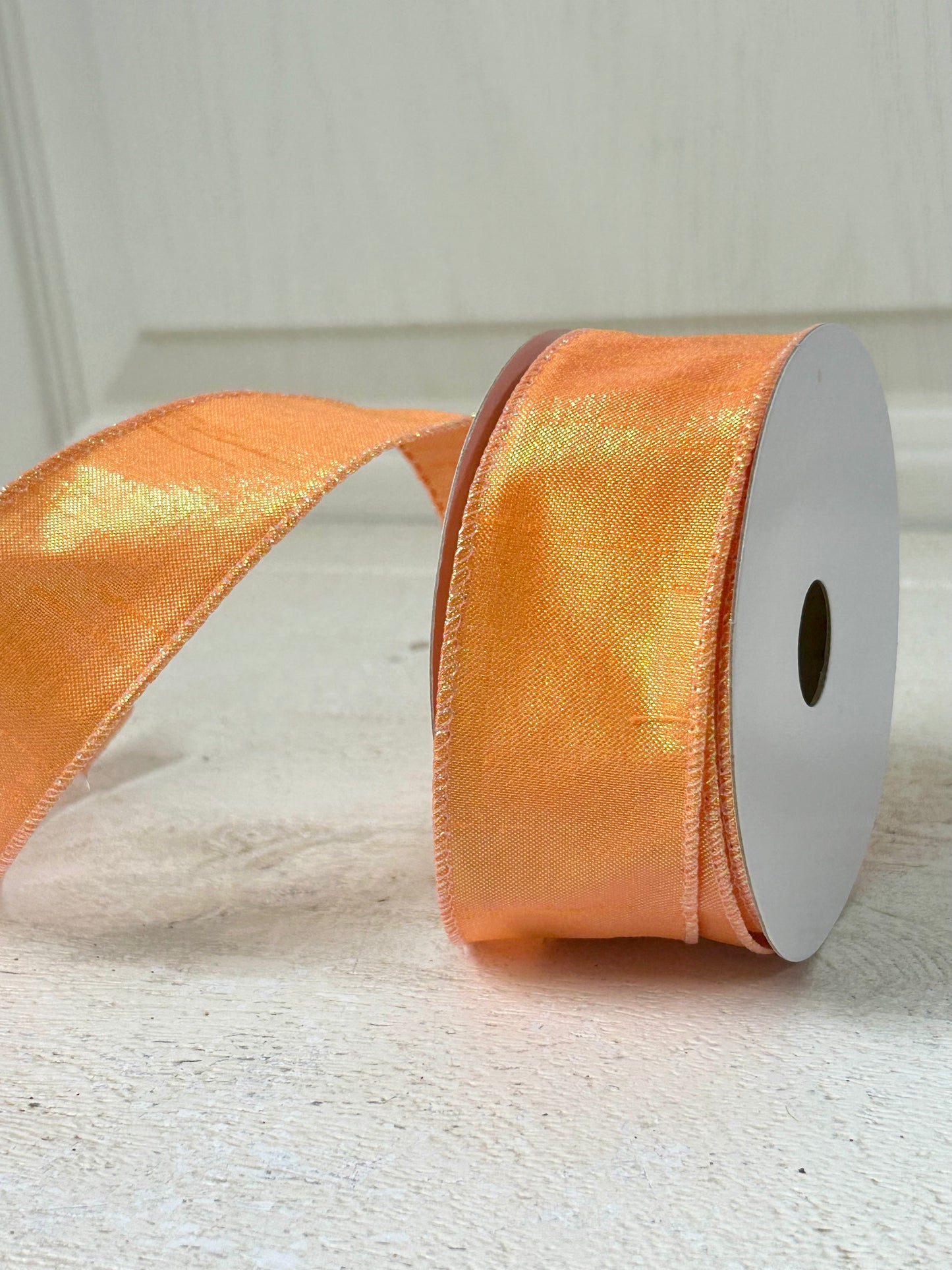 1.5 Inch By 10 Yard Tangerine Iridescent Metallic Ribbon
