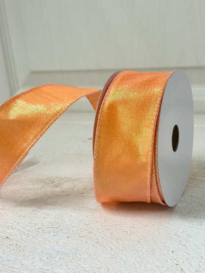 1.5 Inch By 10 Yard Tangerine Iridescent Metallic Ribbon