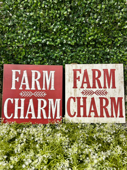 10 Inch Farm Charm Wood Sign Two Styles