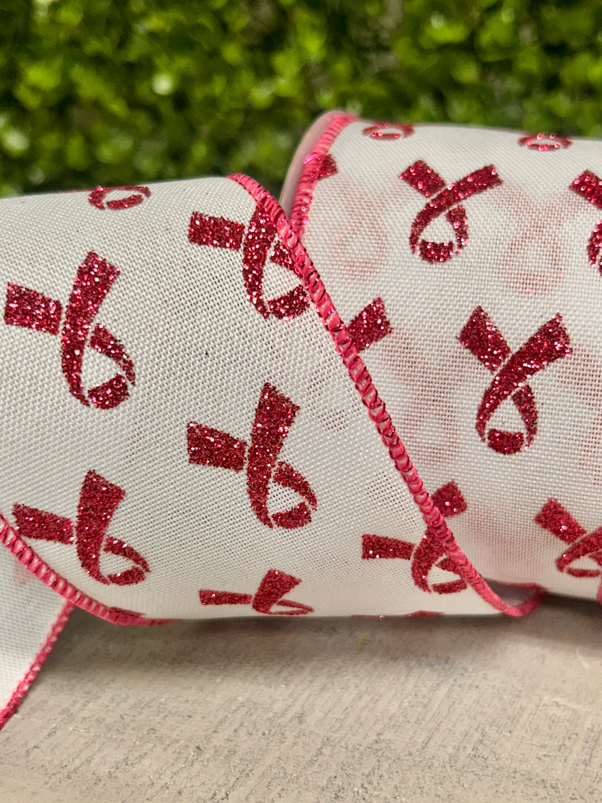 2.5 Inch By 10 Yard Pink Glitter Breast Cancer Ribbon